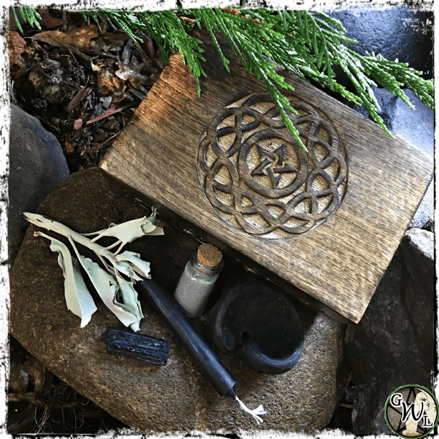 Celtic Pentacle Keepsake Box | Storing Herbs, Tarot Cards, Ritual Tools