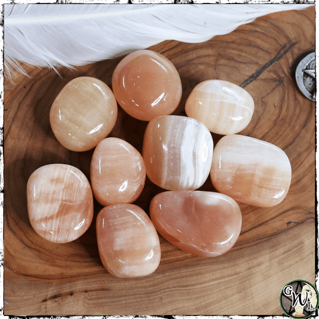 Tumbled Honey Calcite Crystal, Psychic Intuition, Green Witch Living