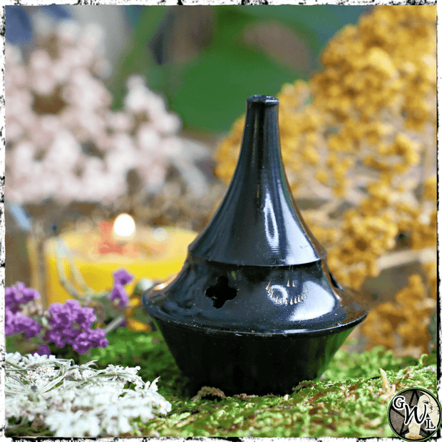 Black Brass Cone Incense Burner | Mini Censer, Ritual Tool