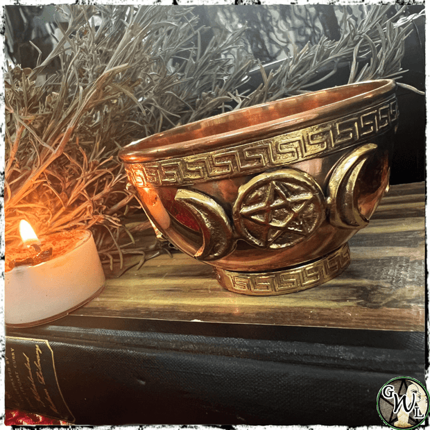 Copper Triple Moon Ritual Bowl | Hold Offerings, Herbs, Incense