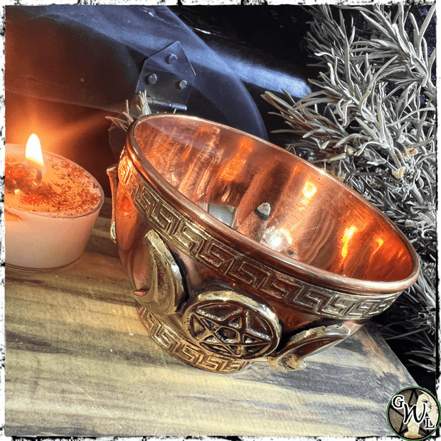 Copper Triple Moon Ritual Bowl | Hold Offerings, Herbs, Incense