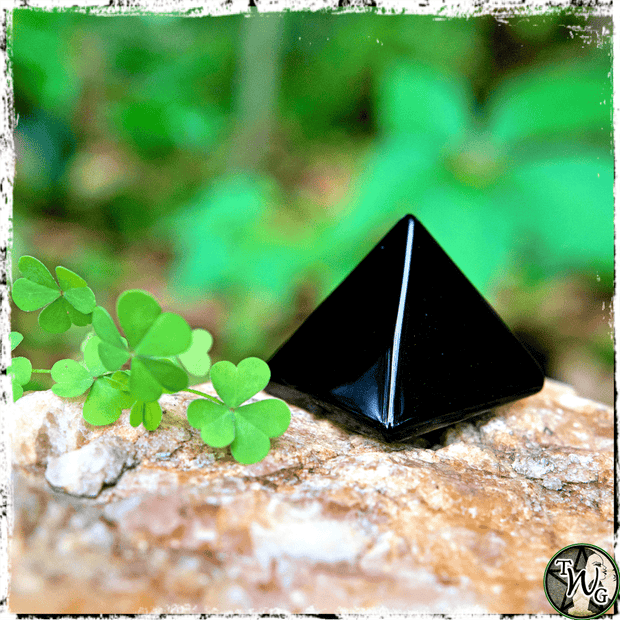 Black Obsidian Crystal Pyramid, Crystals for Protection,, The Witch's Guide