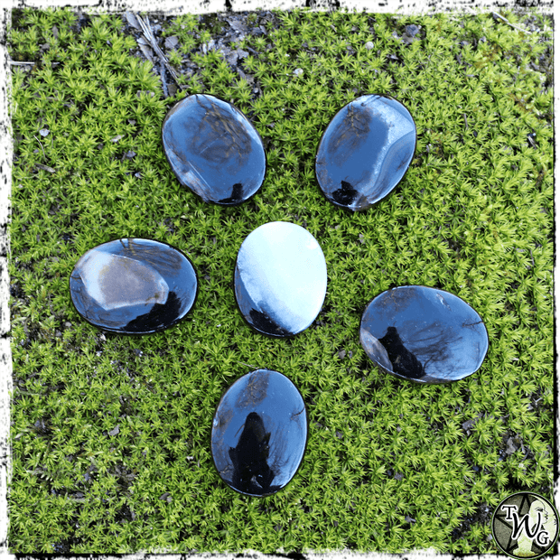 Black Onyx Crystal Palm Stone | Protection, Strength, Grounding