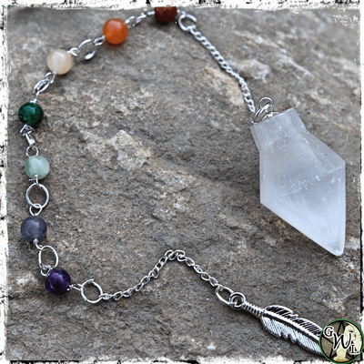 Selenite Pendulum and Bracelet, Divination, Green Witch Living