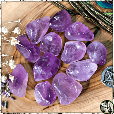 Tumbled Amethyst Crystals for Witches, Altar Decor, Green Witch Living