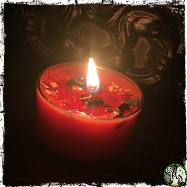 Tealight spell candles for romance, passion, Green Witch Living