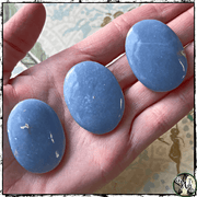 Angelite Crystal Worry Stones, Spirit Communication, Peace, Green Witch Living