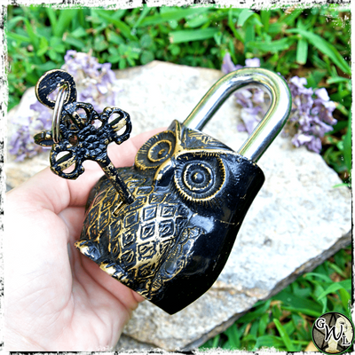 Antique Owl Lock and Key Set, Green Witch Living