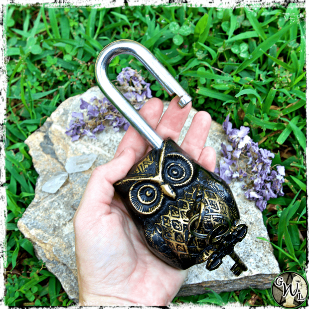 Owl Lock and Key Set, Fall Decor, Green Witch Living