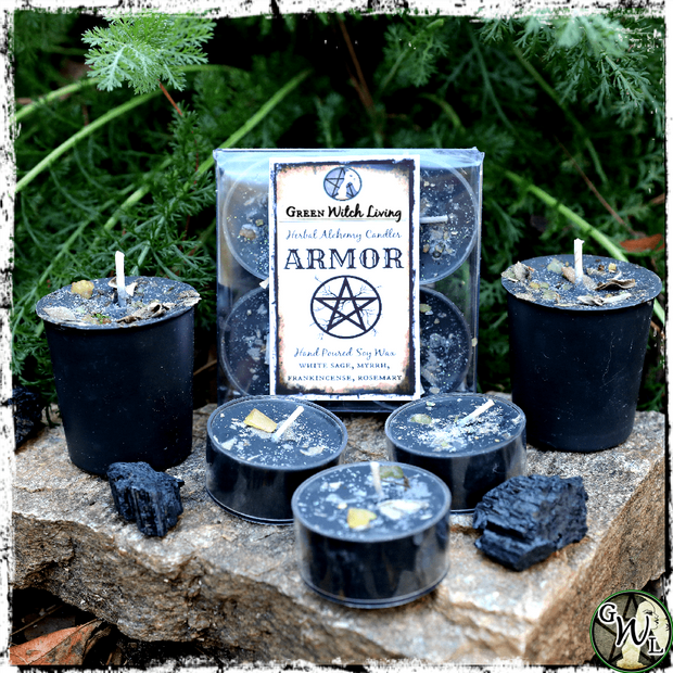 Armor Spell Candles for Protection, Green Witch Living