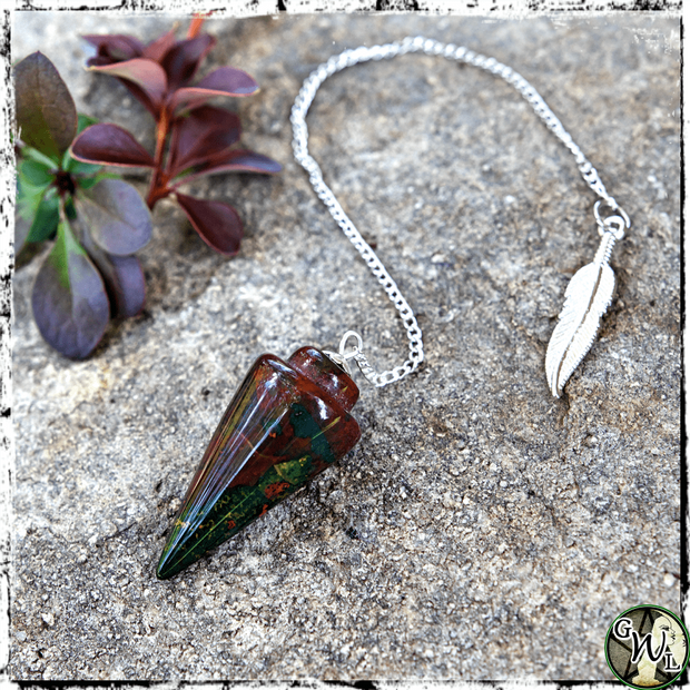 Bloodstone Crystal Pendulum, Divination for Witches, Green Witch Living