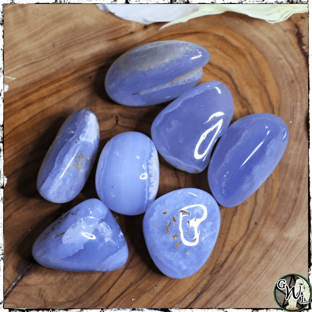 Tumbled Blue Lace Agate Crystal, Crystals for Witches, Green Witch Living