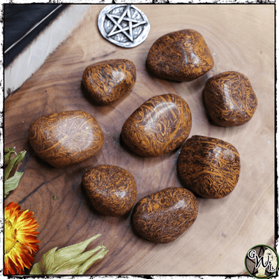 Tumbled Miriam Calligraphy Stone for Creativity, Visualization, Green Witch Living