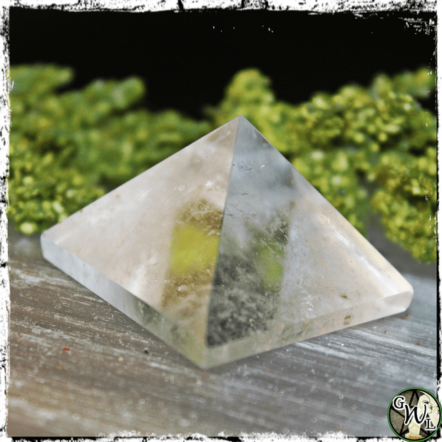 Clear Quartz Crystal Pyramid for Witches, Green Witch Living