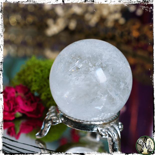 Clear Quartz Crystal Sphere, Ball, Green Witch Living