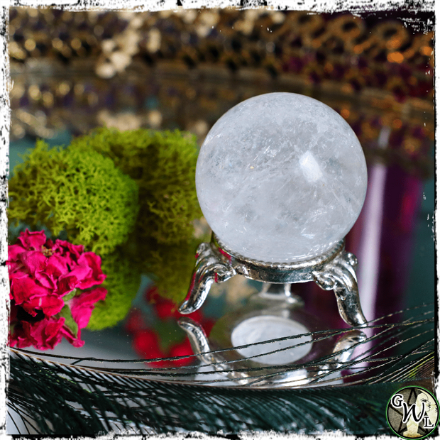 Clear Quartz Crystal Ball, Sphere, Scrying, Divination, Green Witch Living