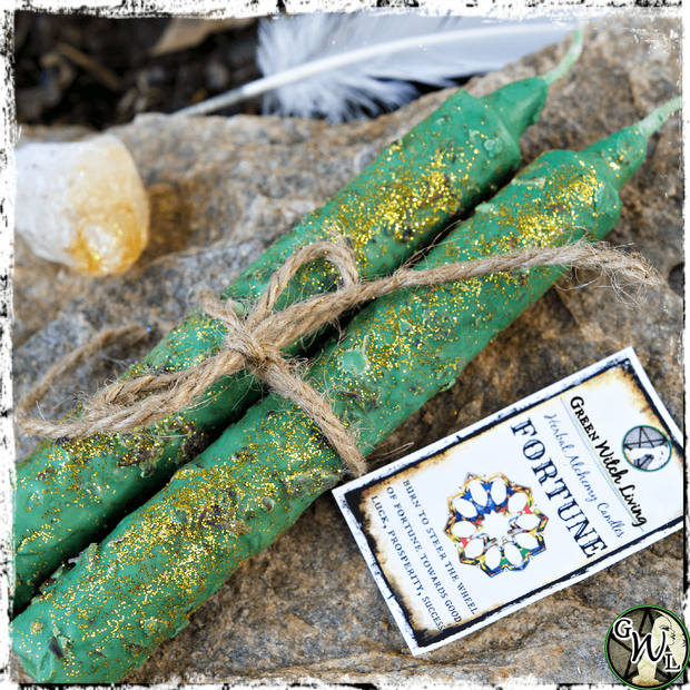 Spell Candles for Good Luck, Prosperity, Fortune, Green Witch Living
