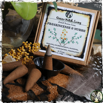 Frankincense and Myrrh Incense Cones, Green Witch Living