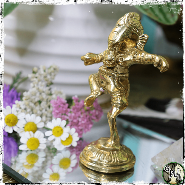 Hindu God Statue Ganesha, Remover of Obstacles, Green Witch Living