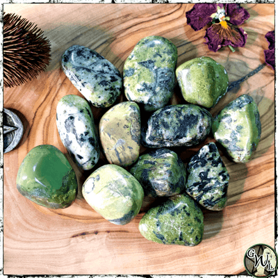 Tumbled Green Serpentine Crystals for Activating Kundalini Energy, Green Witch Living
