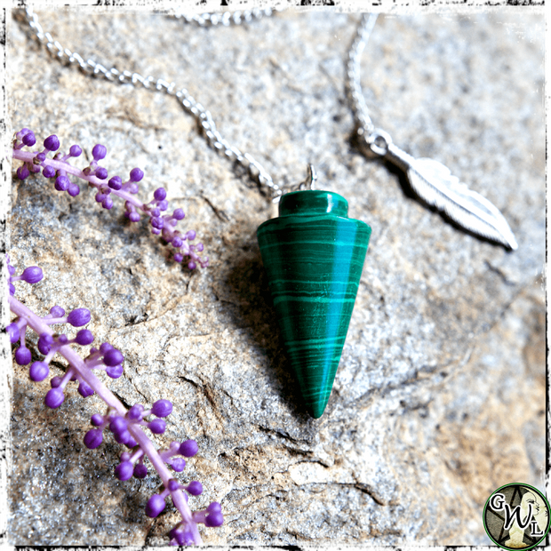 Malachite Crystal Pendulum for Witches, Green Witch Living