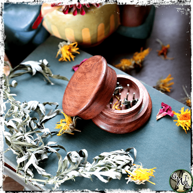 Mini Wooden Herb Grinder, Green Witch Living