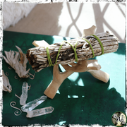 Natural Wooden Smoke Wand Stand, Smudge Bundle Stand, Green Witch Living