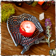 Owl Tealight Candle Holder, Fall Decor, Green Witch Living
