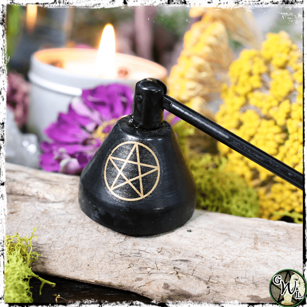 Black & Gold Pentacle Candle Snuffer, Green Witch Living