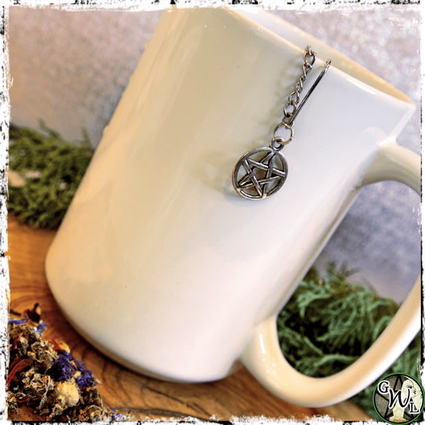 Witch Tea Ball Strainer with Pentacle, Green Witch Living