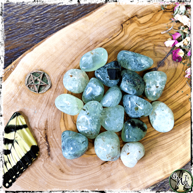 Tumbled Prehnite Crystals, Heal the Healer, Green Witch Living