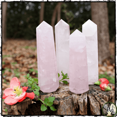 Rose Quartz Crystal Towers for Witches, Green Witch Living
