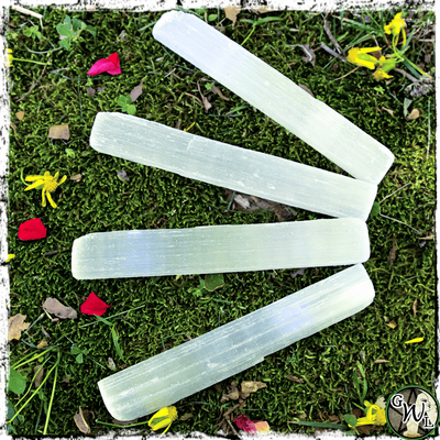 Selenite Crystal Wands, Green Witch Living