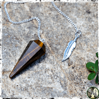 Tiger's Eye Crystal Pendulum, Green Witch Living
