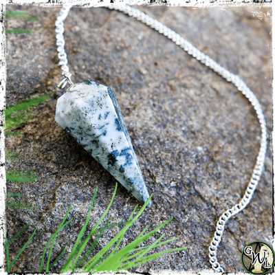 Tree Agate Crystal Pendulum, Green Witch Living