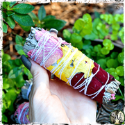 Rose and White Sage Herbal Smudge Bundle, Smoke Wand, Green Witch Living