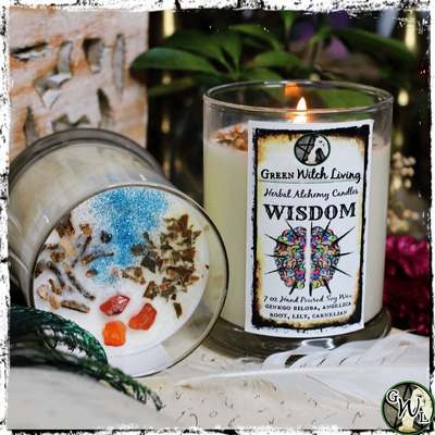 Wisdom Spell Candle for Meditation, Green Witch Living