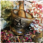 Wooden Pentacle Mortar and Pestle Set