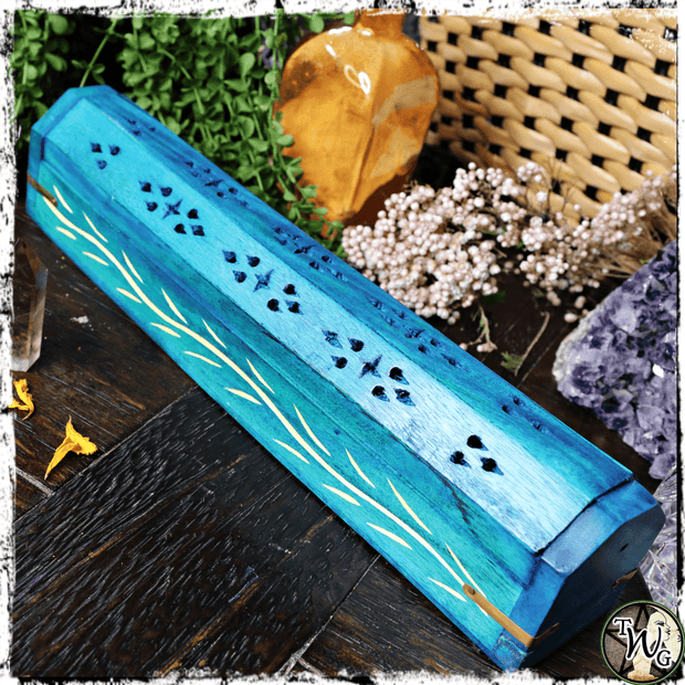 Sea Witch Wooden Incense Burner Box | Holds Sticks, Cones