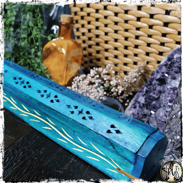 Sea Witch Wooden Incense Burner Box | Holds Sticks, Cones